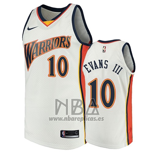 Camiseta Golden State Warriors Jacob Evans III NO 10 2009-10 Hardwood Classics Blanco